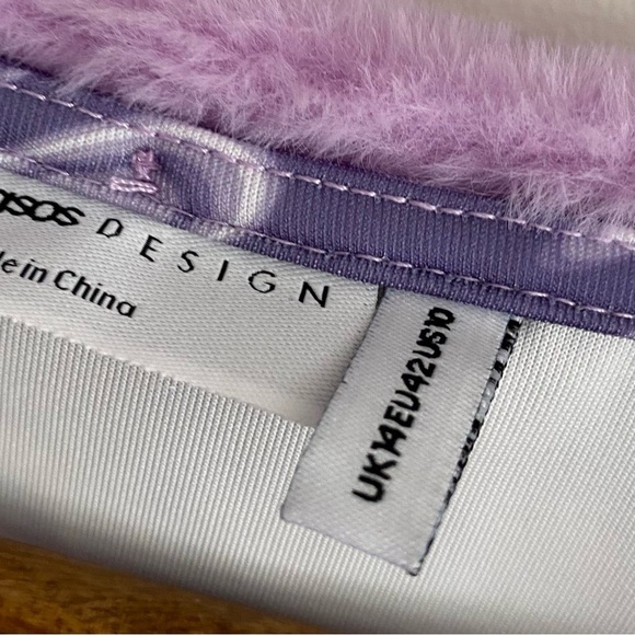 NWOT ASOS Purple Marble Faux Fur Cardigan Size 10 - Picture 4 of 5